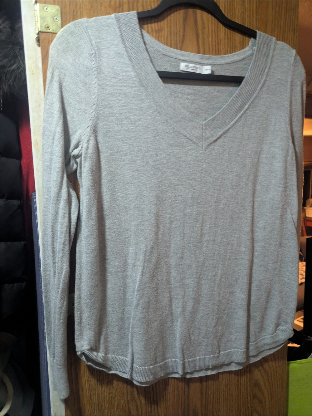 Essentials Women's Light Gray V-Neck Sweater